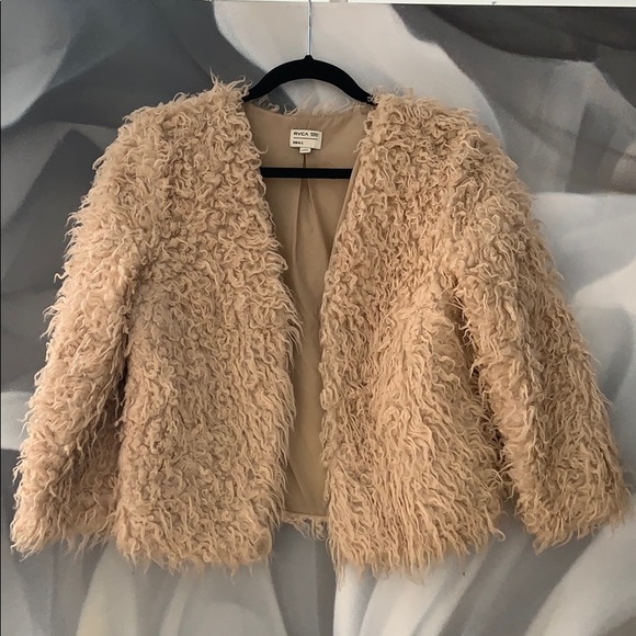 RVCA CROPPED LIGHTWEIGHT FUNFUR JACKET - Picture 2 of 5